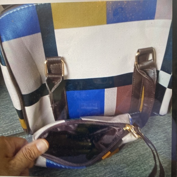 Fashionista 6 Piece Plaid Colorblock Handbags - with Zippers & Straps - NWOT - Picture 12 of 14